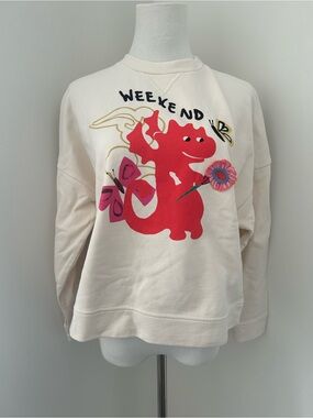 Weekend MaxMara Cotton Graphic Dragon flowers Sweatshirt size XS